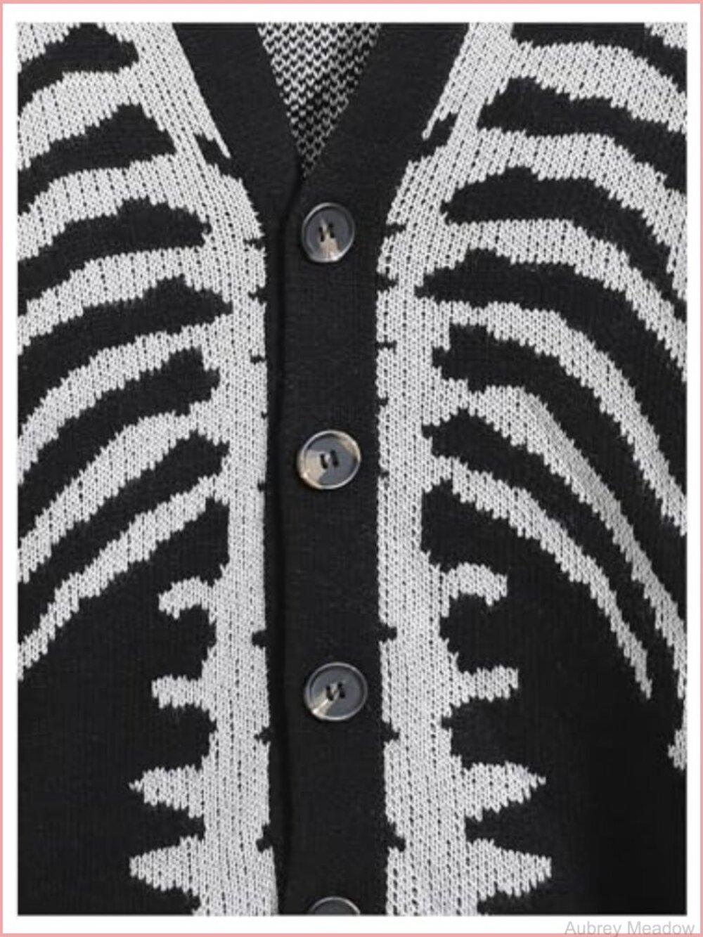 Women's Skeleton Print V Neck Button Down Goth Cardigan Grunge Loose Fit - Picture 5 of 6